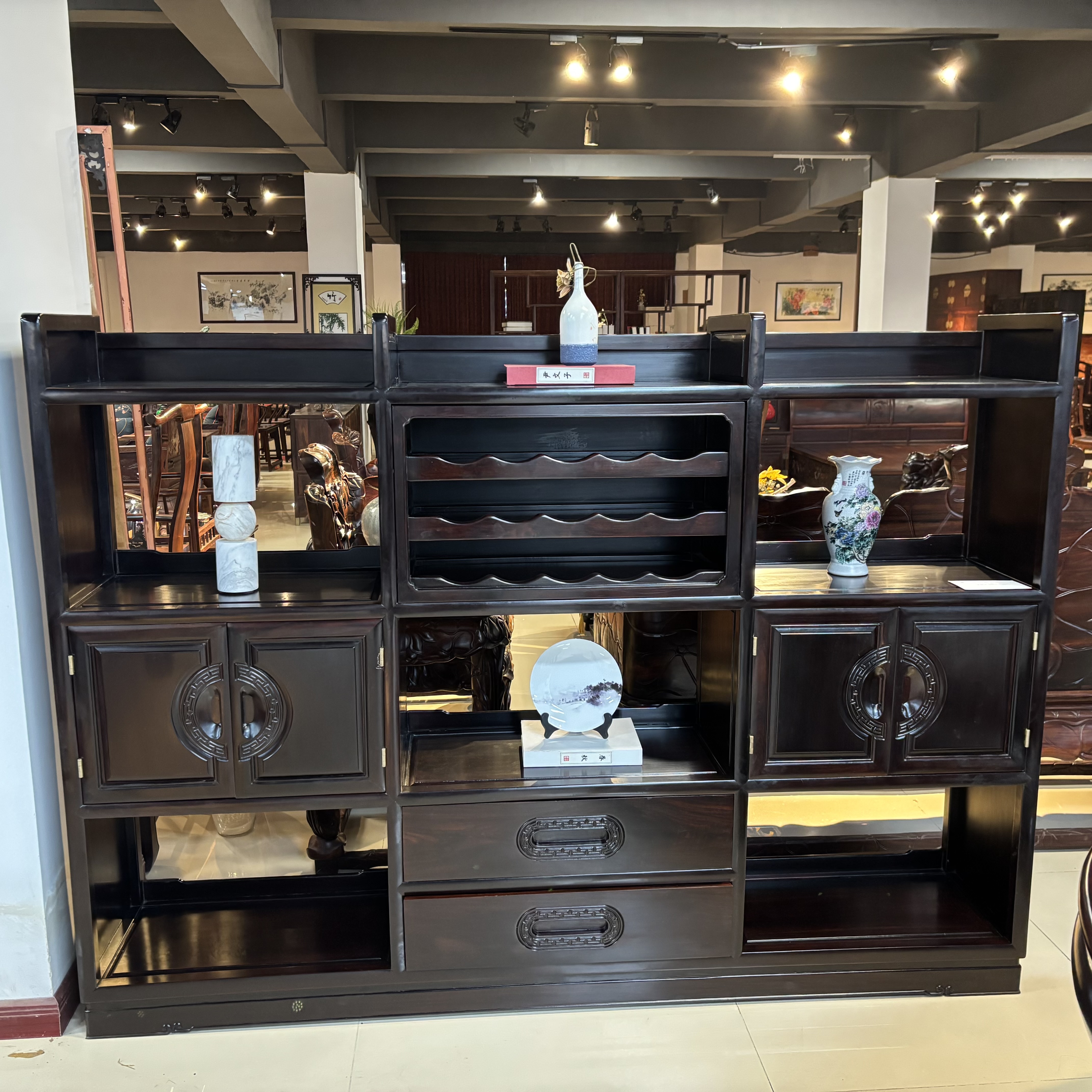 如意餐边柜非洲黑.酸枝6米长新中式新古典酒柜边柜餐厅客厅家具