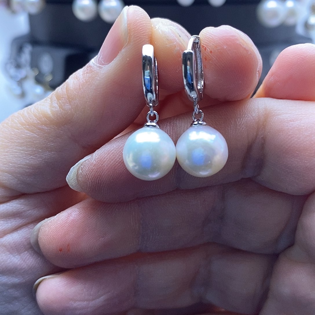 淡水珍珠耳饰银S925镶嵌