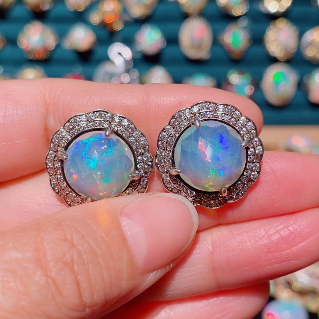 欧泊欧泊耳饰银S925镶嵌