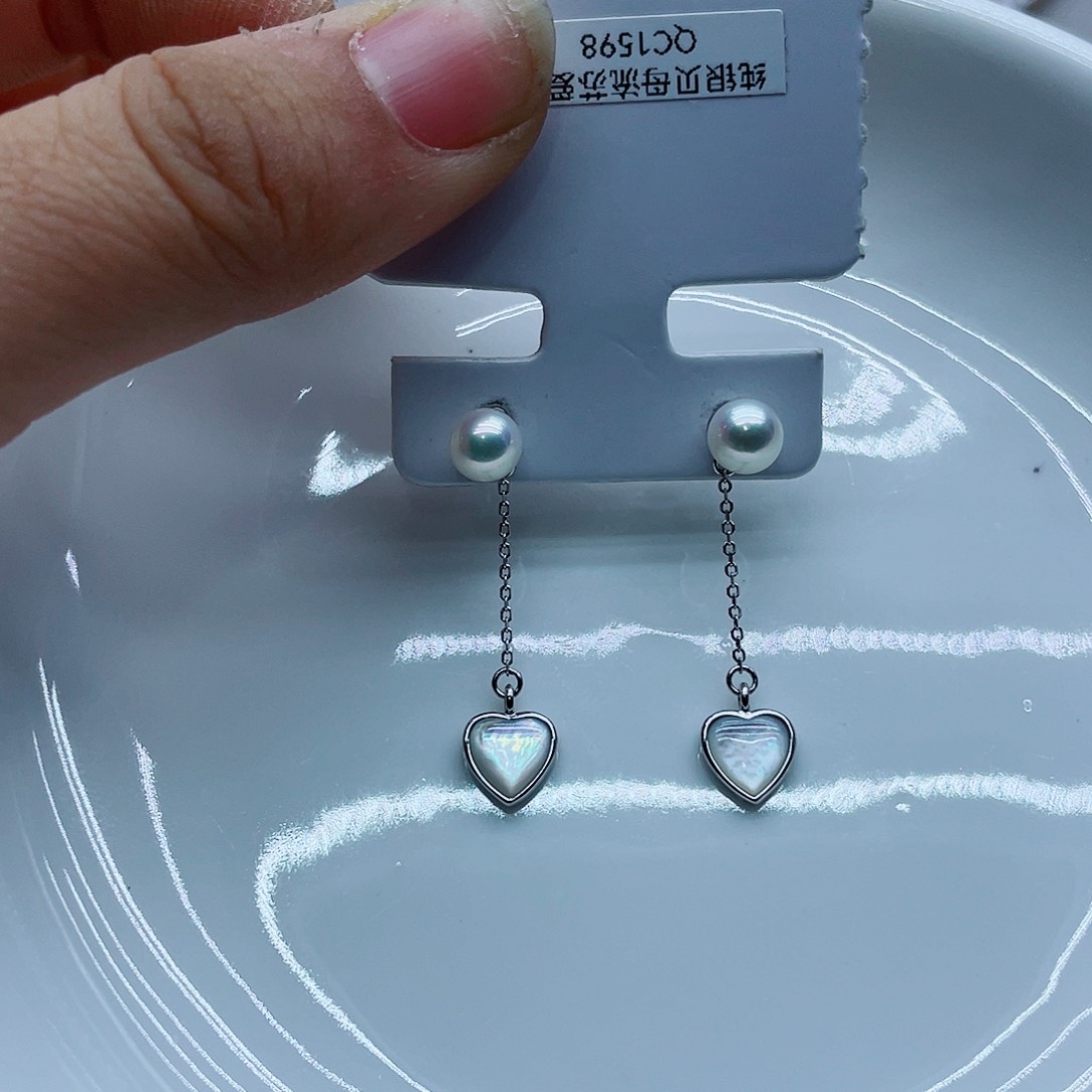 银S925镶嵌耳饰淡水珍珠