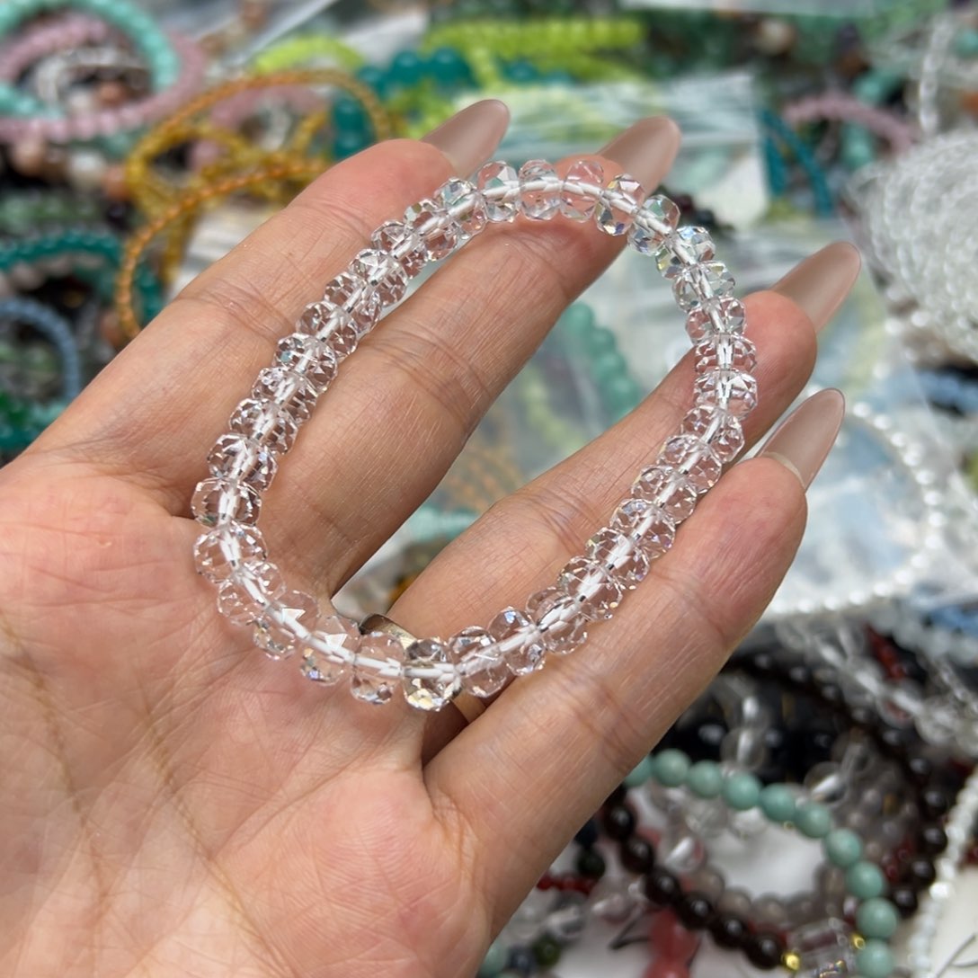 水晶手链未镶嵌切面白水晶