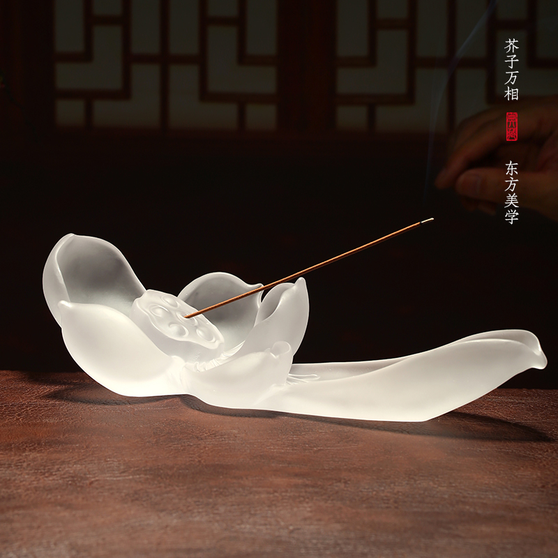 中式禅意创意琉璃莲花香插家用茶室檀香沉香熏香炉香器工艺品摆件