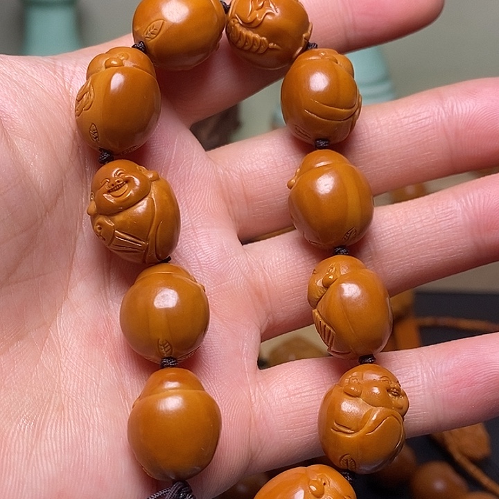 吊坠橄榄核十小弥勒佛手串