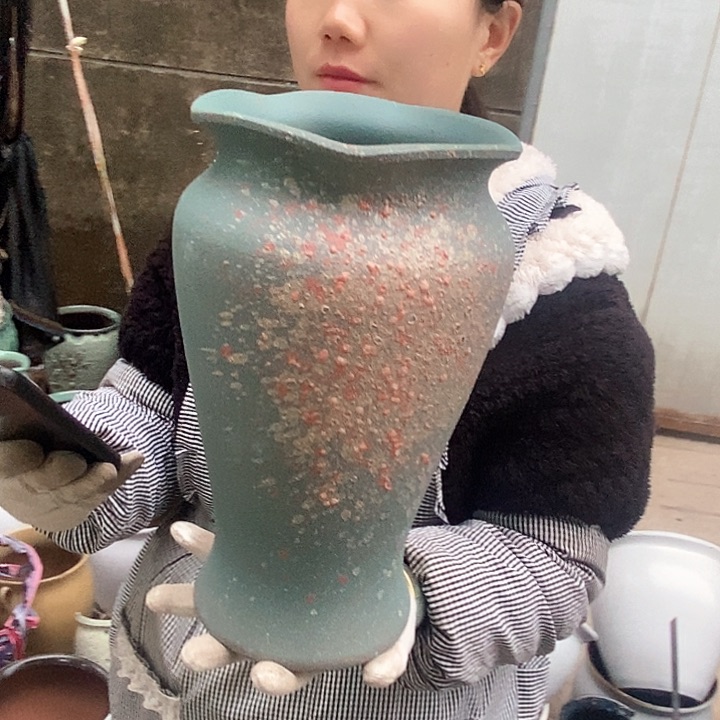 紫砂花盆瑕疵口17高30