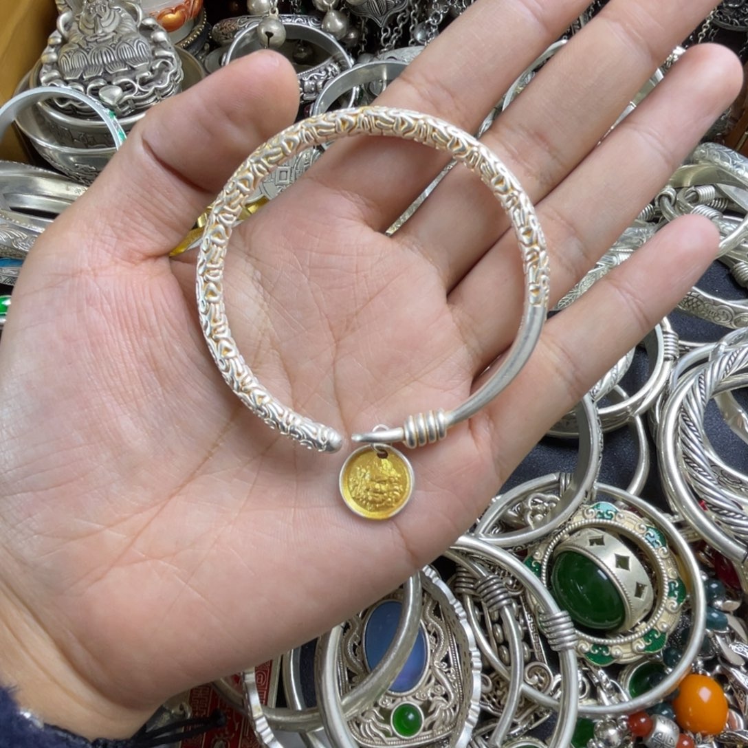 非金属描金黄财神手镯