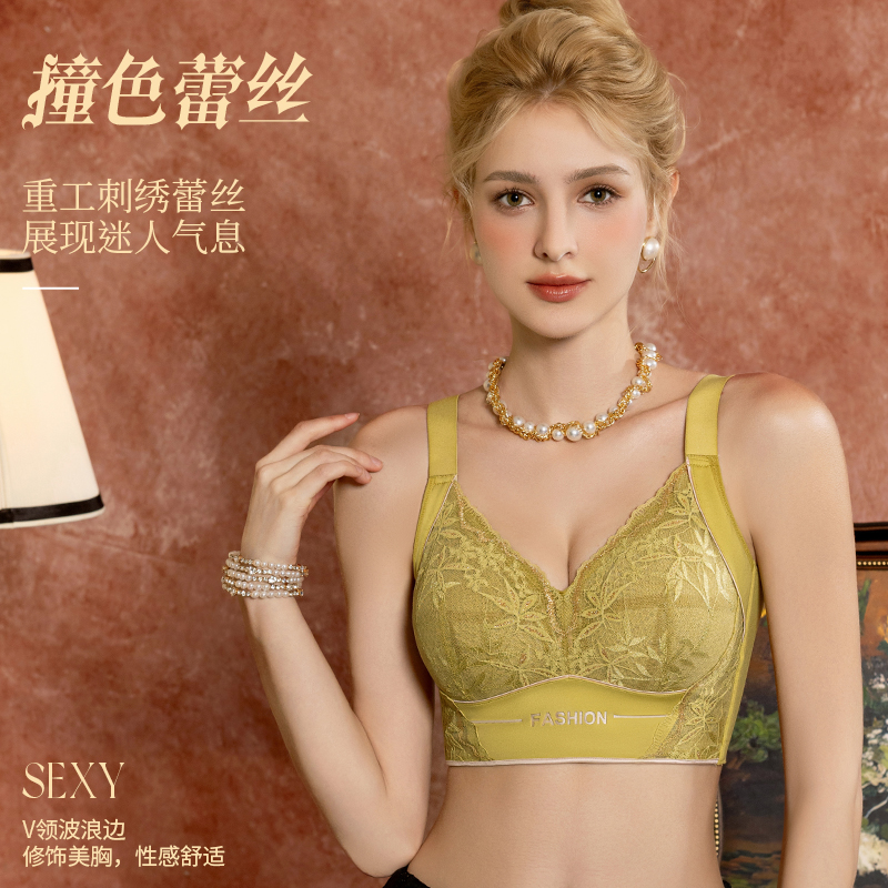 夏季新品内衣女士大胸显小聚拢薄款透气舒适调整型大码内衣文胸女