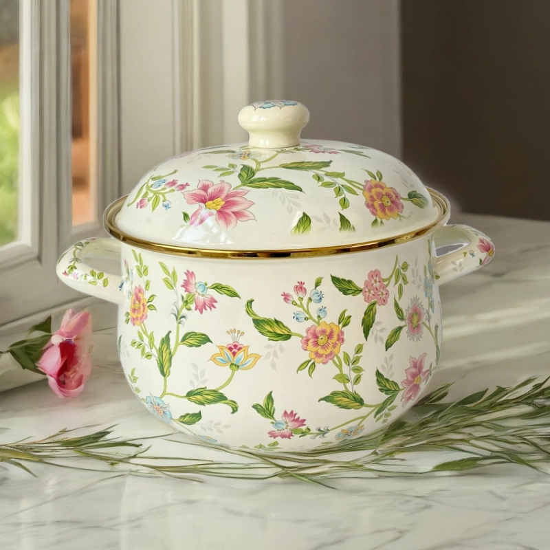 26口径搪瓷福锅金边搪瓷盖炖锅汤锅 芳香