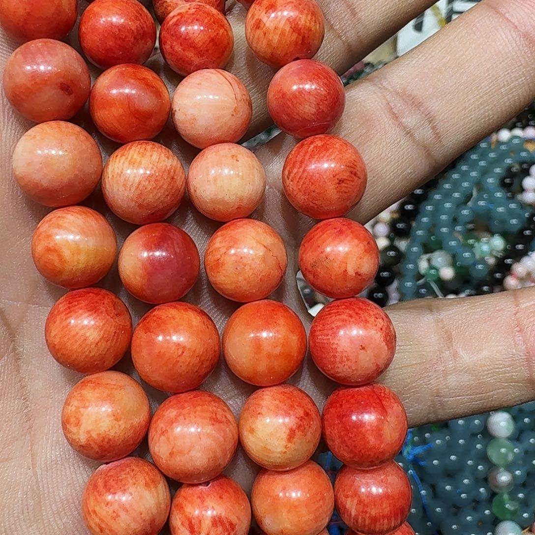 玛瑙/玉髓未镶嵌珠宝半成品橘色珊11mm一条