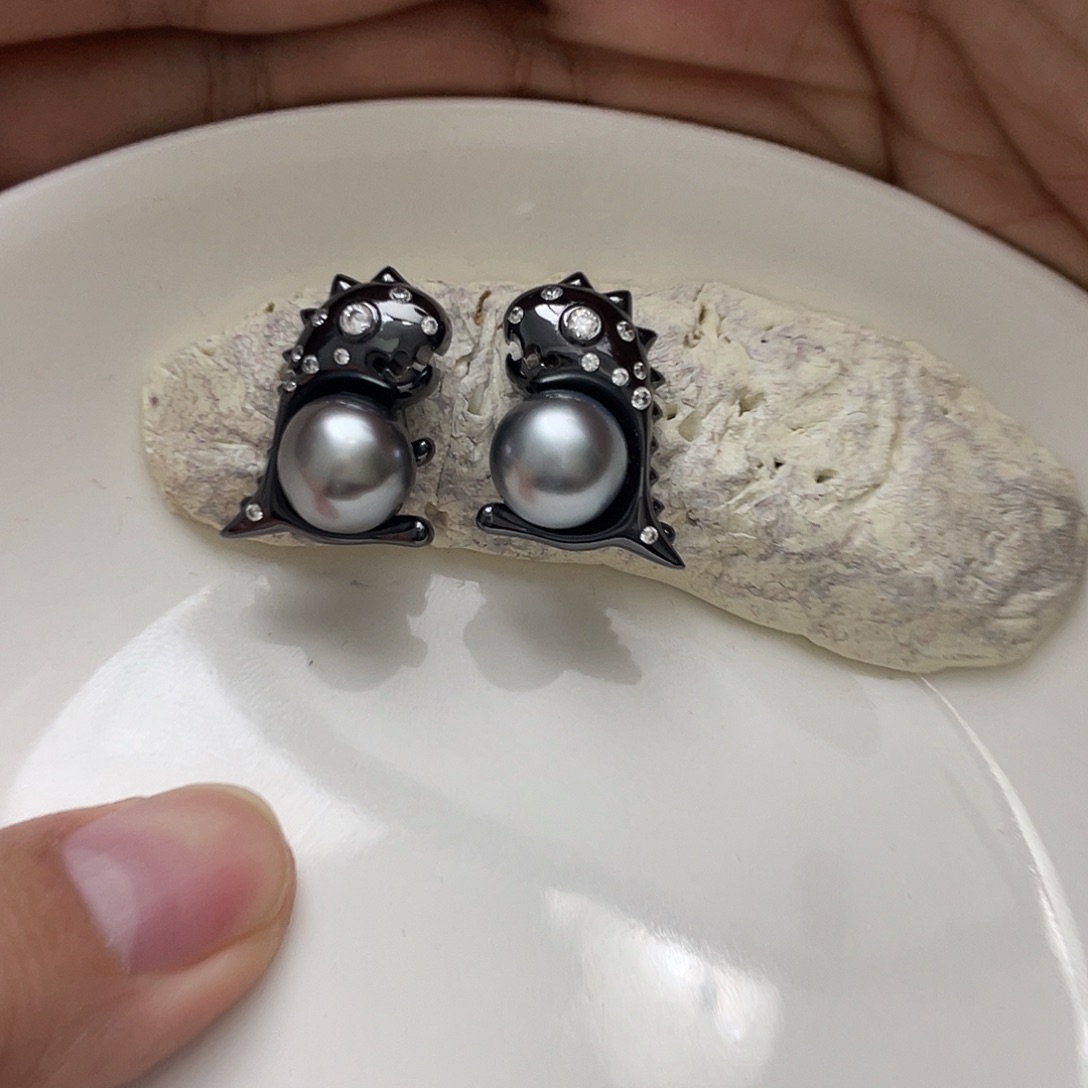 海水珍珠耳饰银S925镶嵌