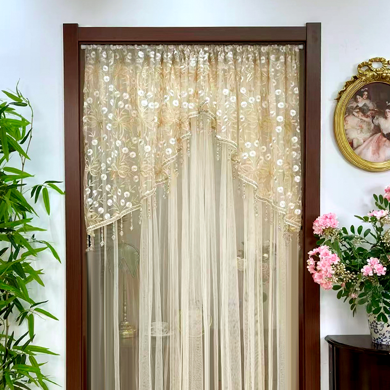 【金粉世家加纱款】蕾丝门帘隔断帘隐私帘免打孔卧室房间遮挡纱帘