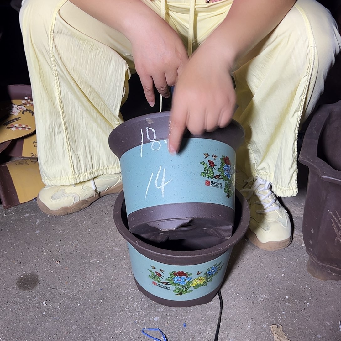 绿色陈波小号一对花盆花盆