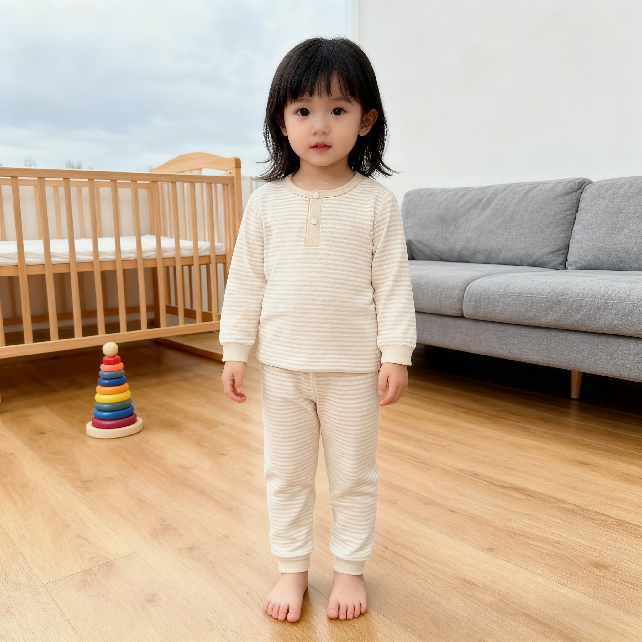 【舒绒棉加厚纯棉秋衣秋裤】套装 婴儿童男女宝宝秋冬季贴身睡衣