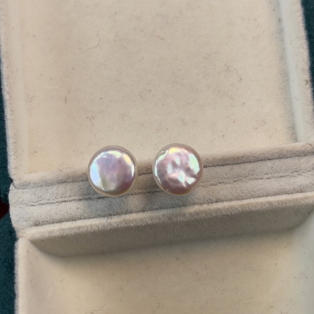 耳钉淡水珍珠银S925镶嵌