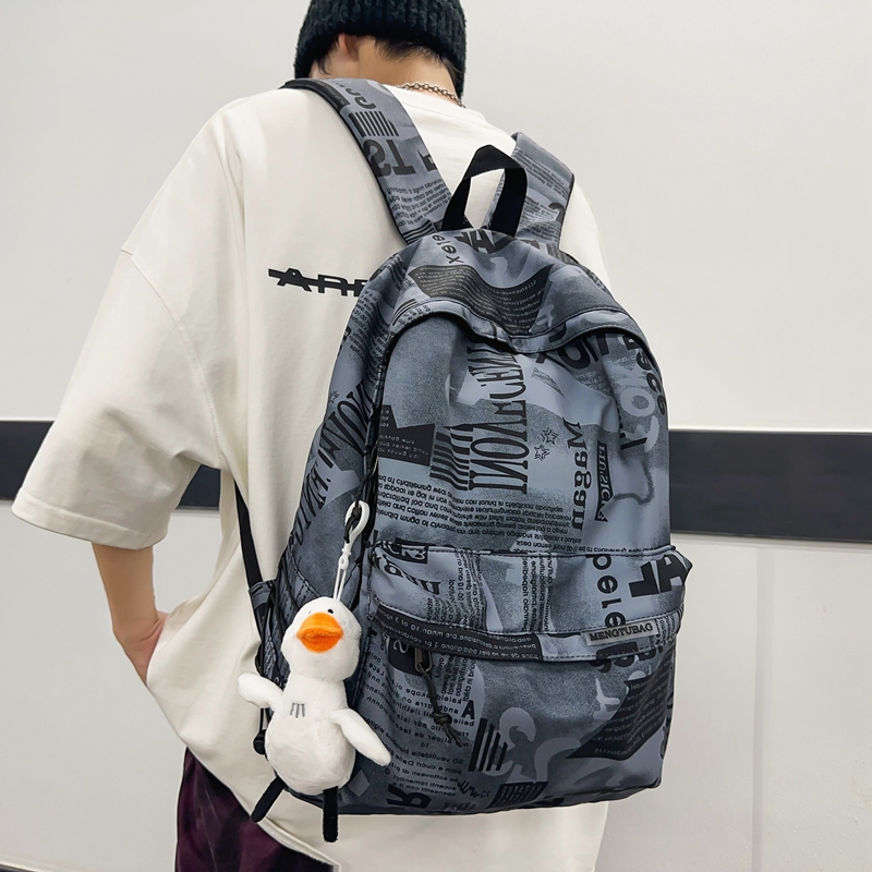 潮牌涂鸦书包男大学生时尚潮流简约背包初中生五六年级双肩包女潮