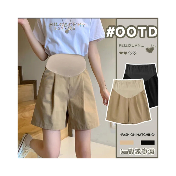 有弹力孕妇夏季新款冰丝西装外穿休闲宽松阔腿五分裤热裤