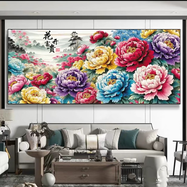 2.9米纯手工绣好的十字绣刺绣成品十字绣成品667花开富贵客厅挂画