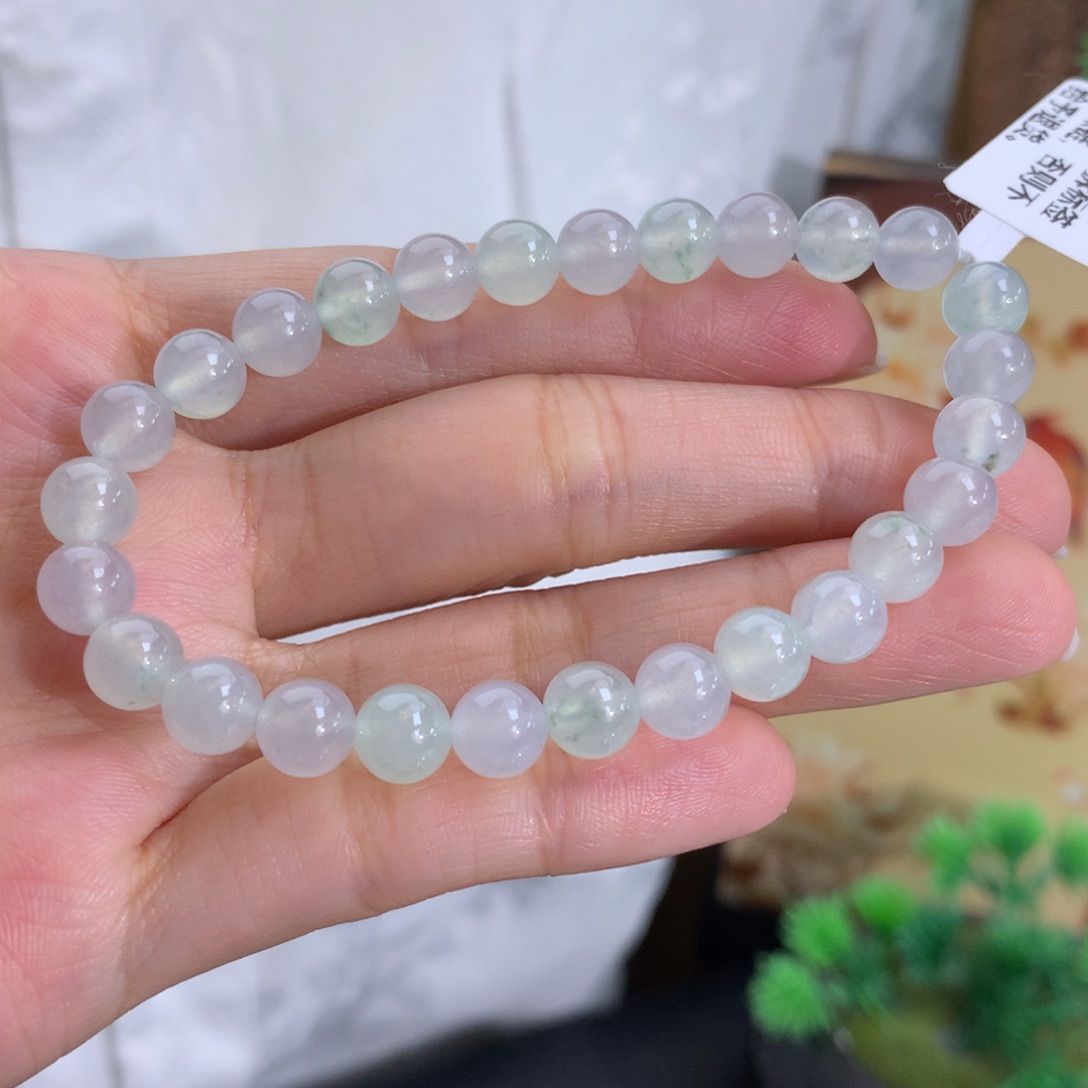 翡翠未镶嵌手串卡6.8冰胶马卡龙