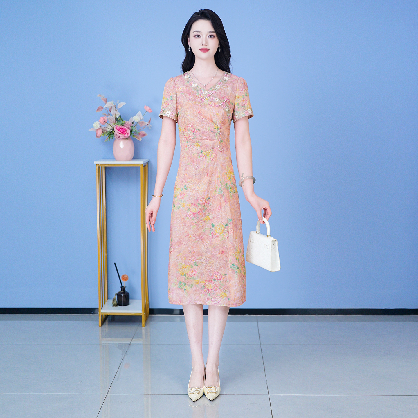 【SJYH2052】2025年夏季新款时尚优雅减龄连衣裙显瘦气质