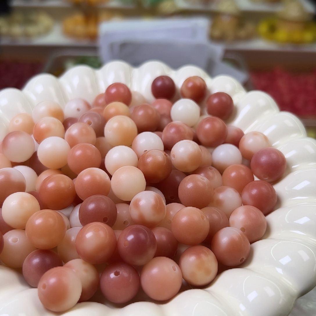 菩提根/象牙果手串卡12粉飘圆130颗