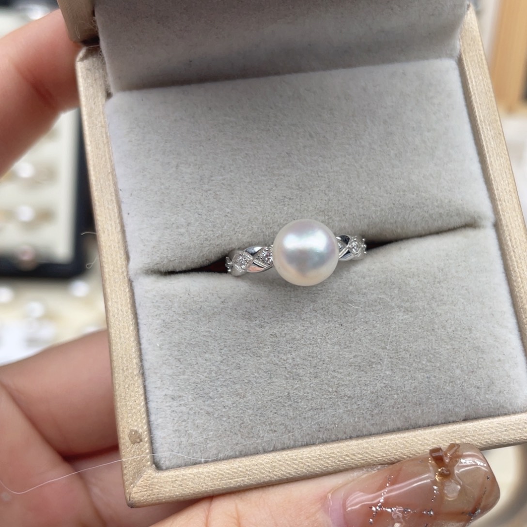 戒指海水珍珠银S925镶嵌D206