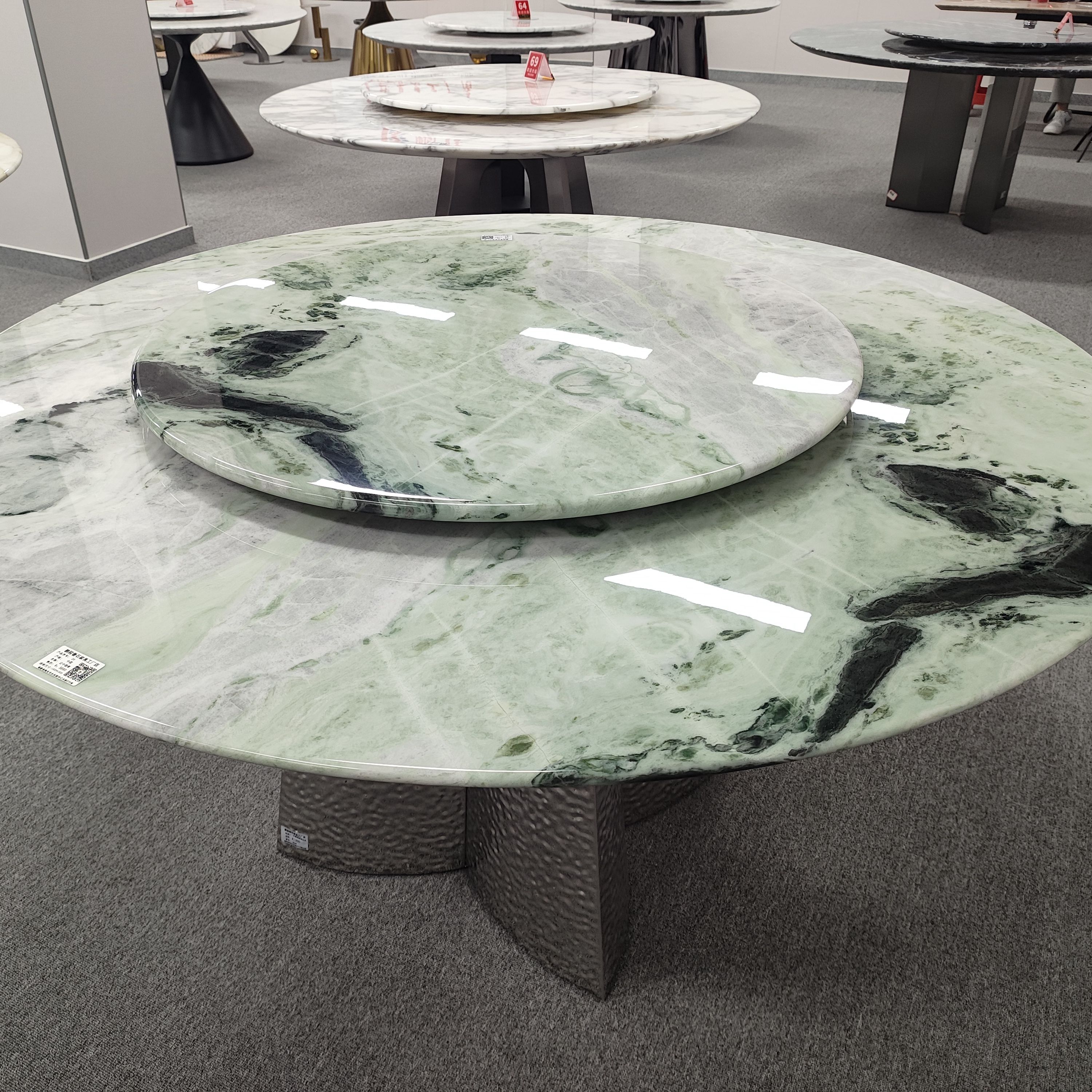 <云中翡翠>奢石圆桌家用长桌轻奢客厅创意简约旋转极简意式圆形