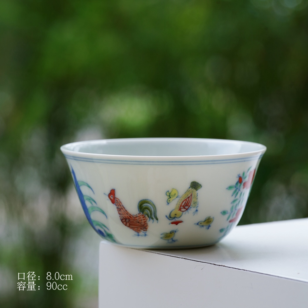 【片羽堂】当代斗彩鸡缸杯