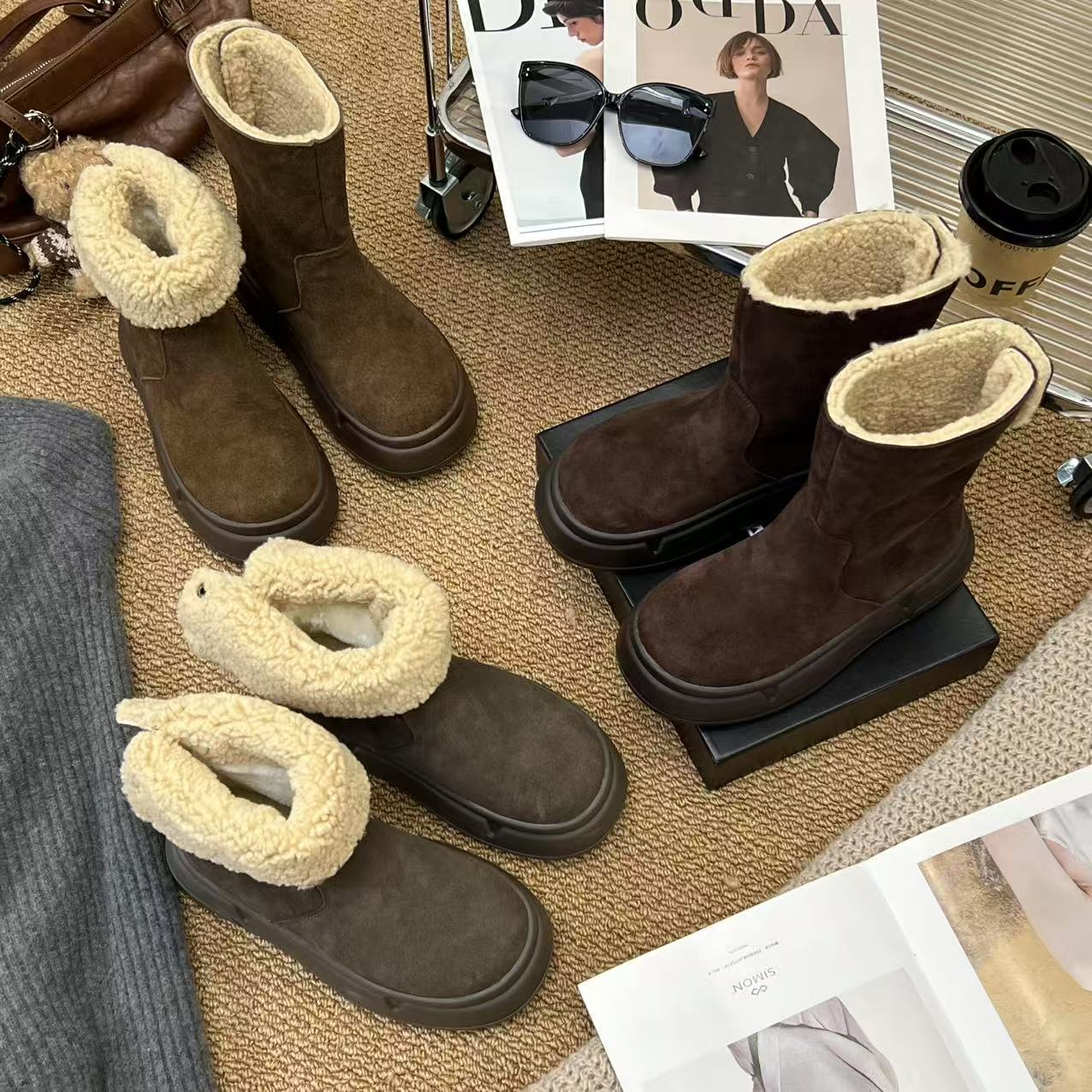 小小苏-晨晨-5cm御寒瘦瘦靴丨冬季中筒雪地靴保暖雪地靴EDX21170