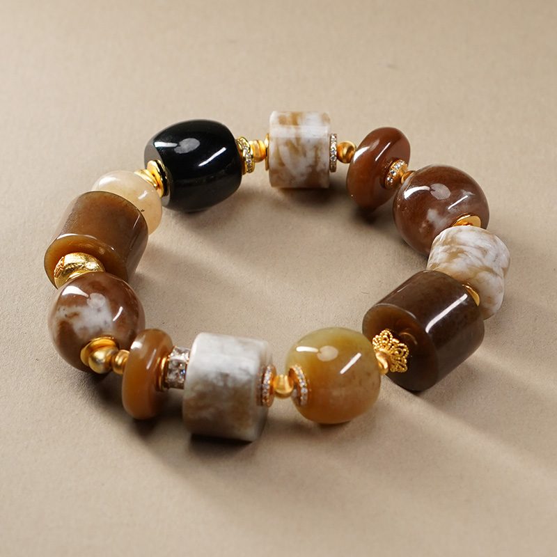 【咖啡加奶】和田玉糖白且末糖墨玉手工时尚轻奢百搭手串多样性发一