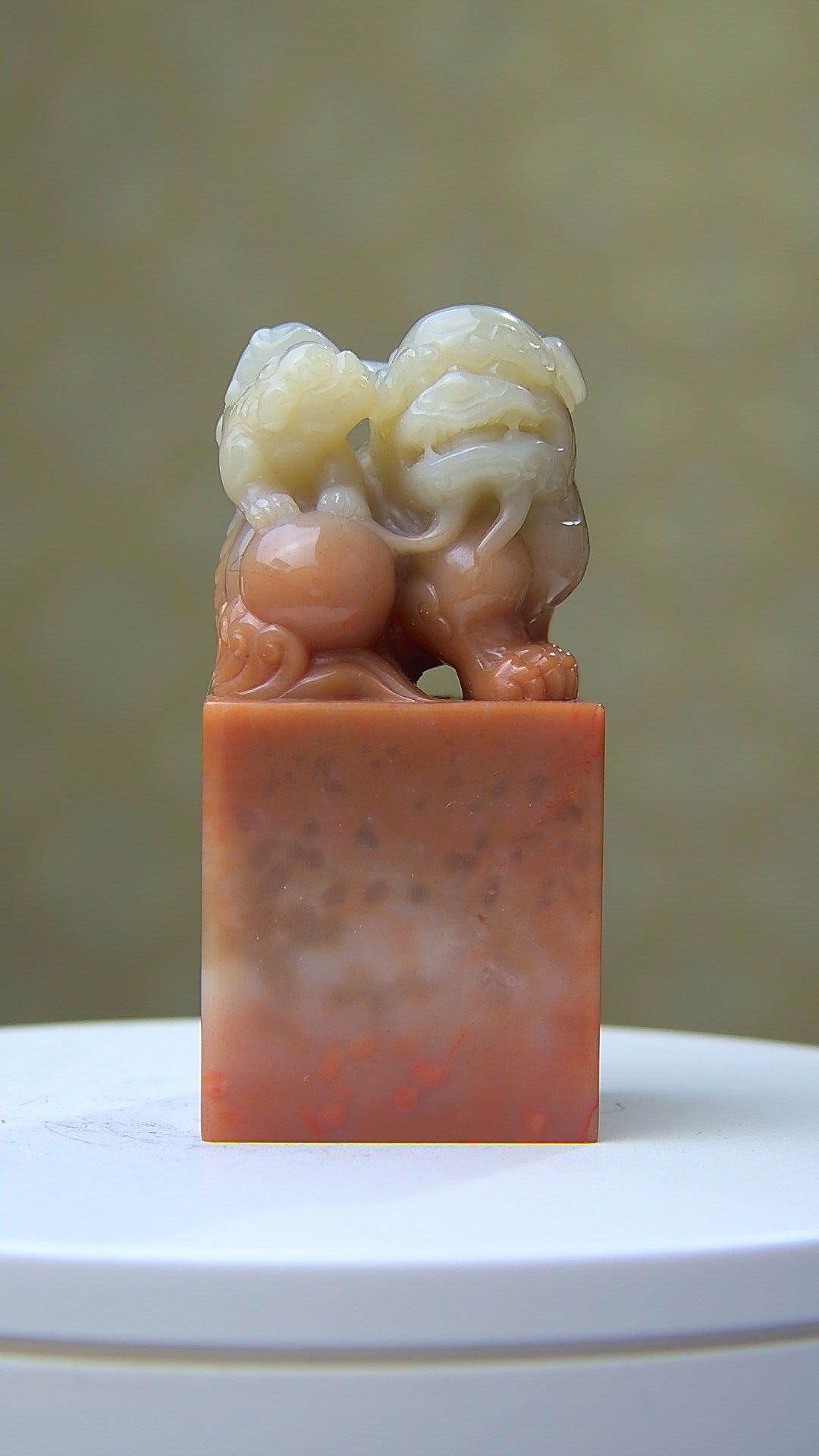 寿山石，太狮少狮印章