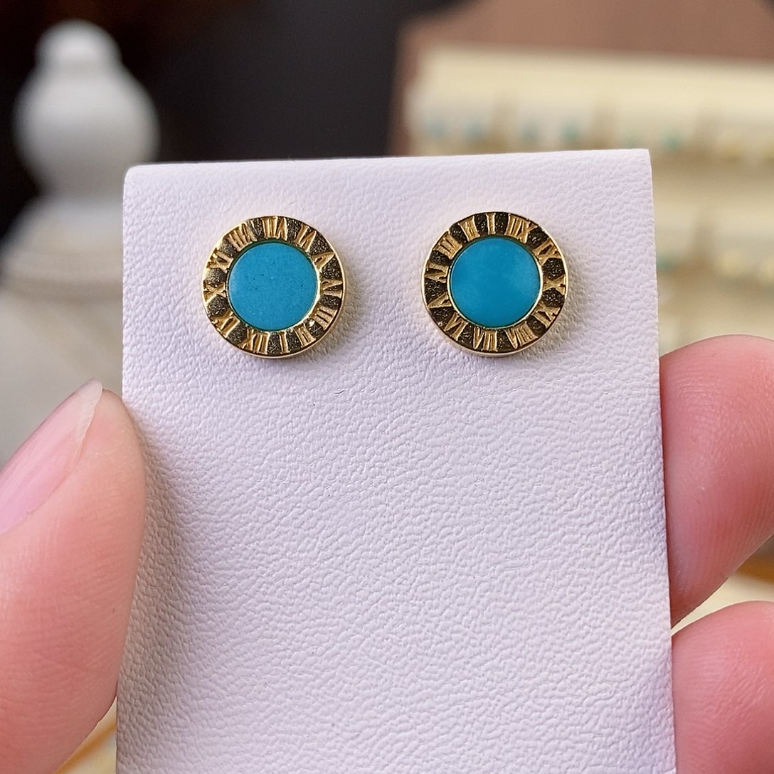 绿松石耳饰银S925镶嵌