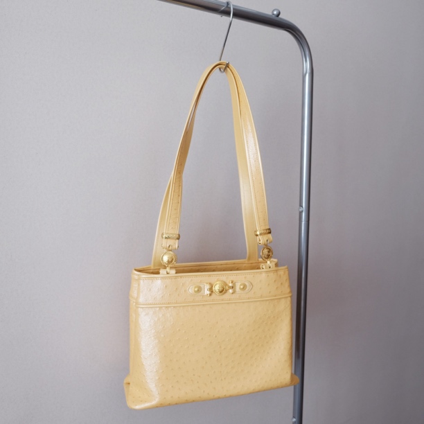 95新 VERSACE/范思哲 辣辣/超好看小鸡黄鸵鸵太阳神托特包