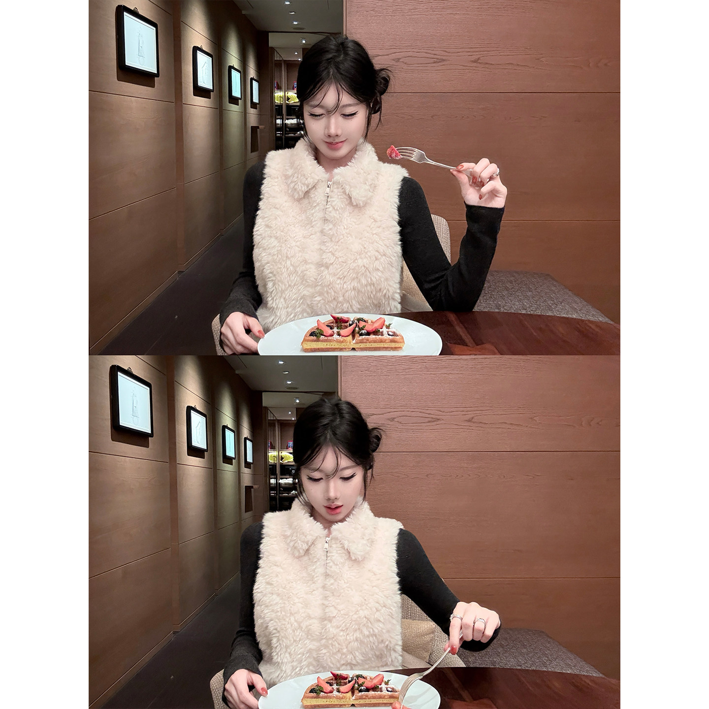 LaaReeToo 羊羔毛马甲女冬无袖外套女