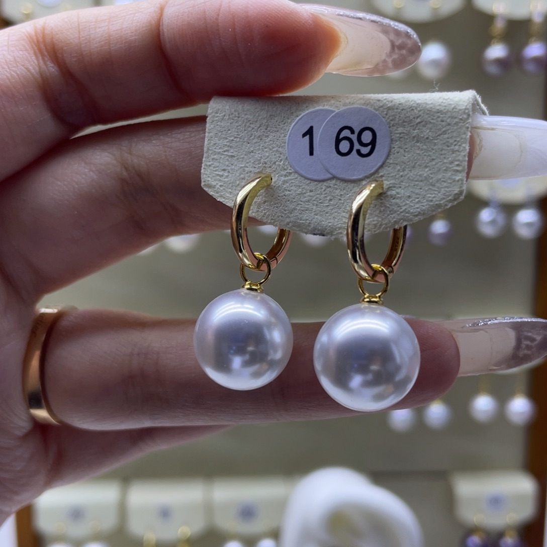 淡水珍珠耳饰银S925镶嵌