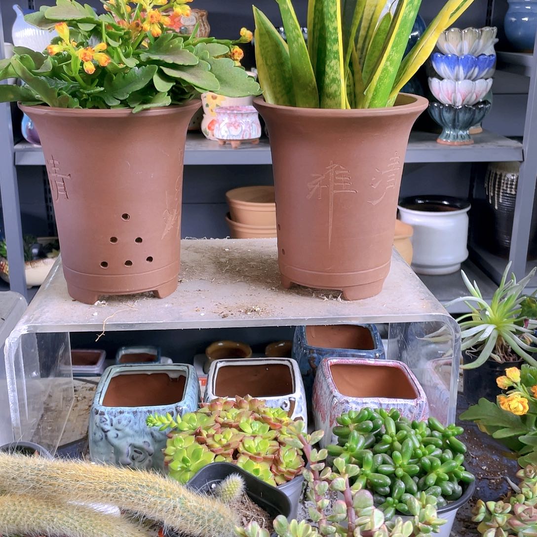 紫砂花盆小号16-18两个装