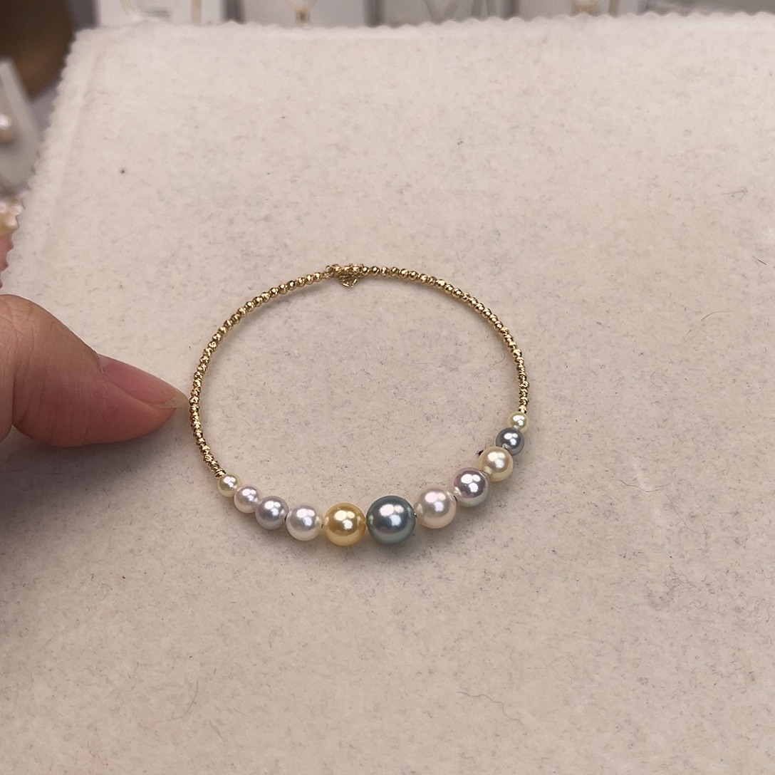 手绳海水珍珠18K金镶嵌