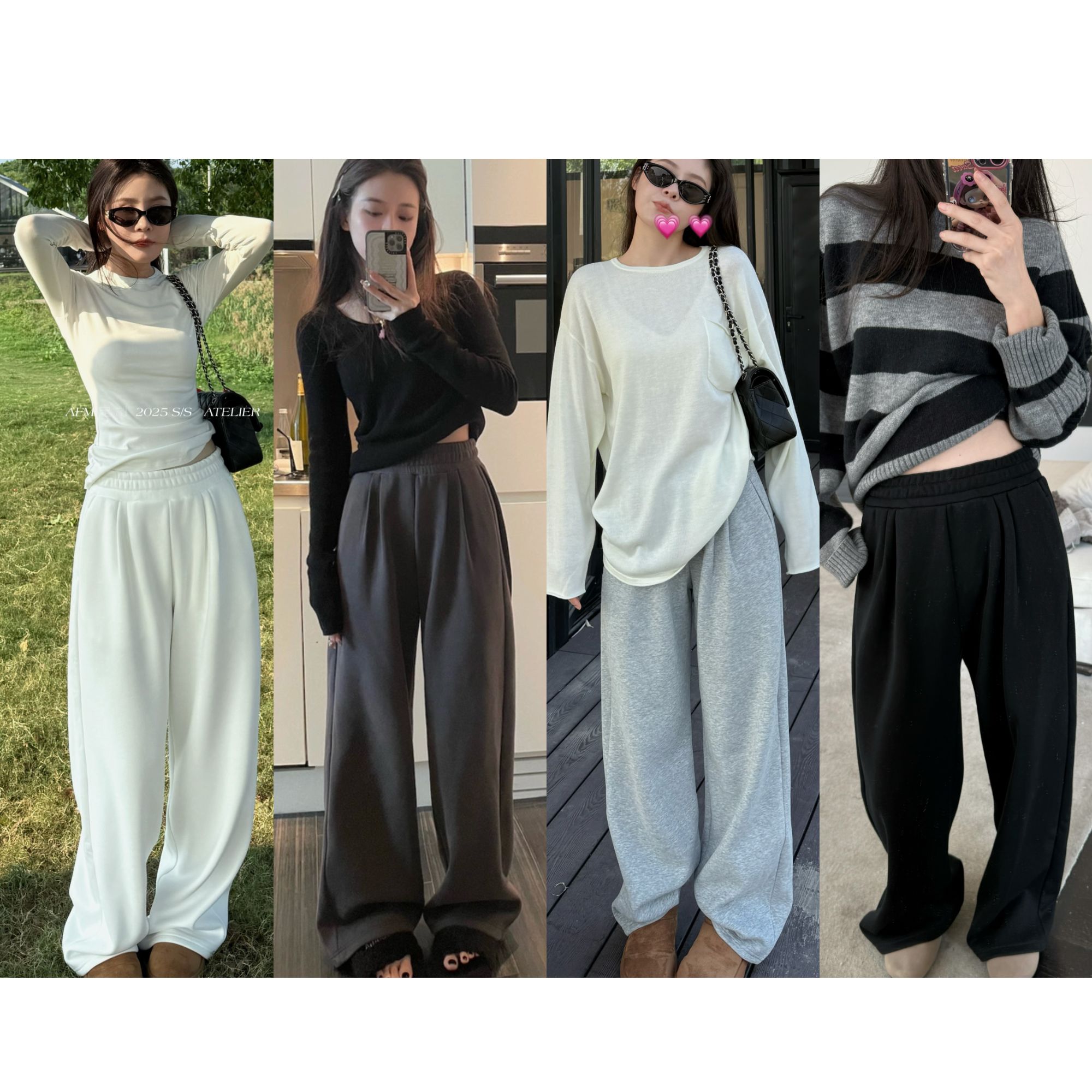  秋冬保命裤子加绒运动休闲阔腿裤卫裤长裤灰色裤子慵懒风