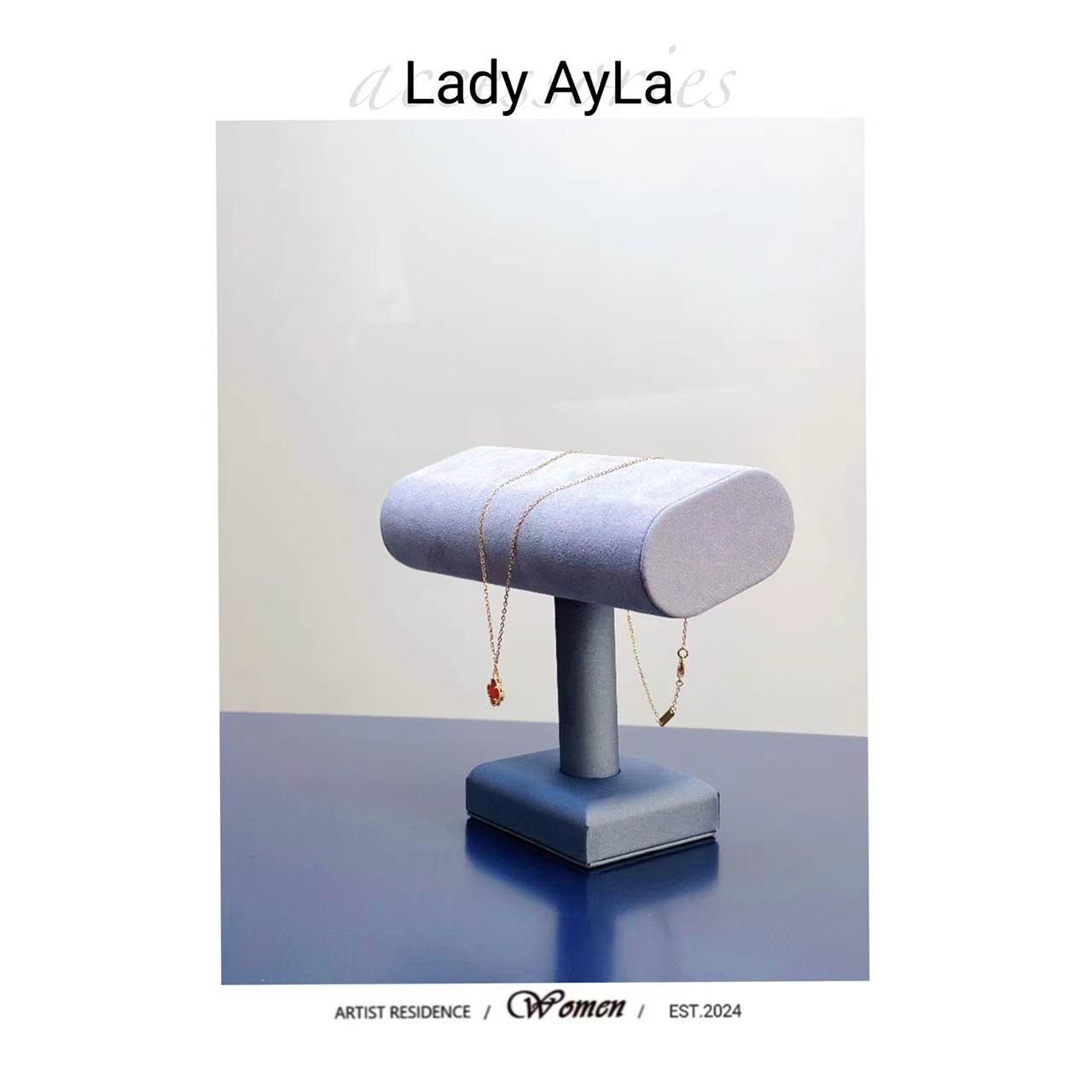 坠链均925银合成锆石 四叶花草红色小花轻奢项链AL925B/AL925C