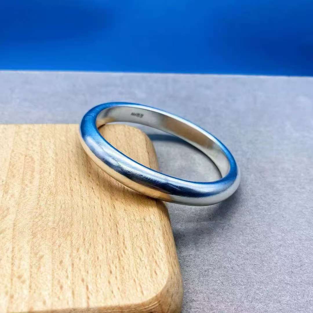 足银手镯 足银999泥鳅背光面光圈手镯