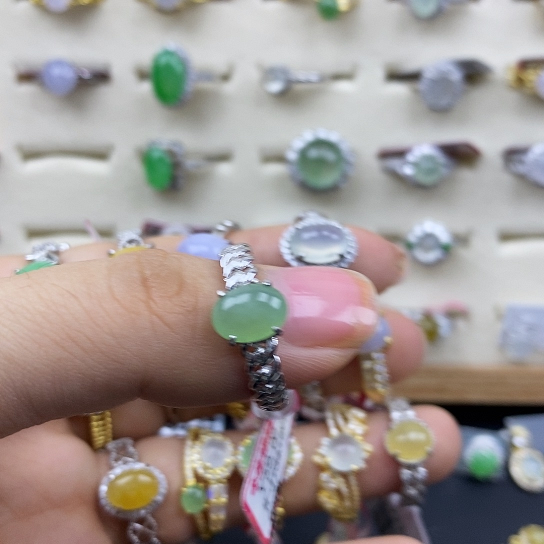 翡翠银S925镶嵌戒指