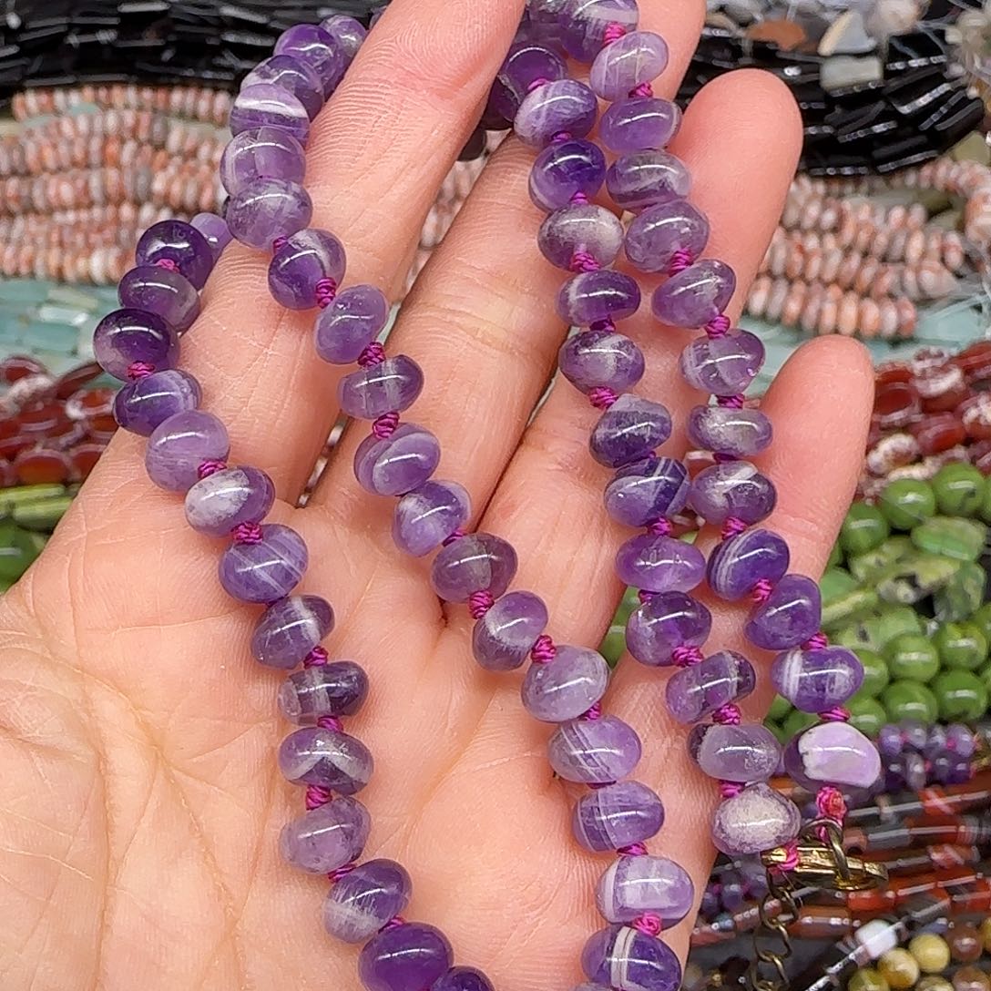 玛瑙/玉髓合金珠宝半成品梦幻紫水晶项链一条