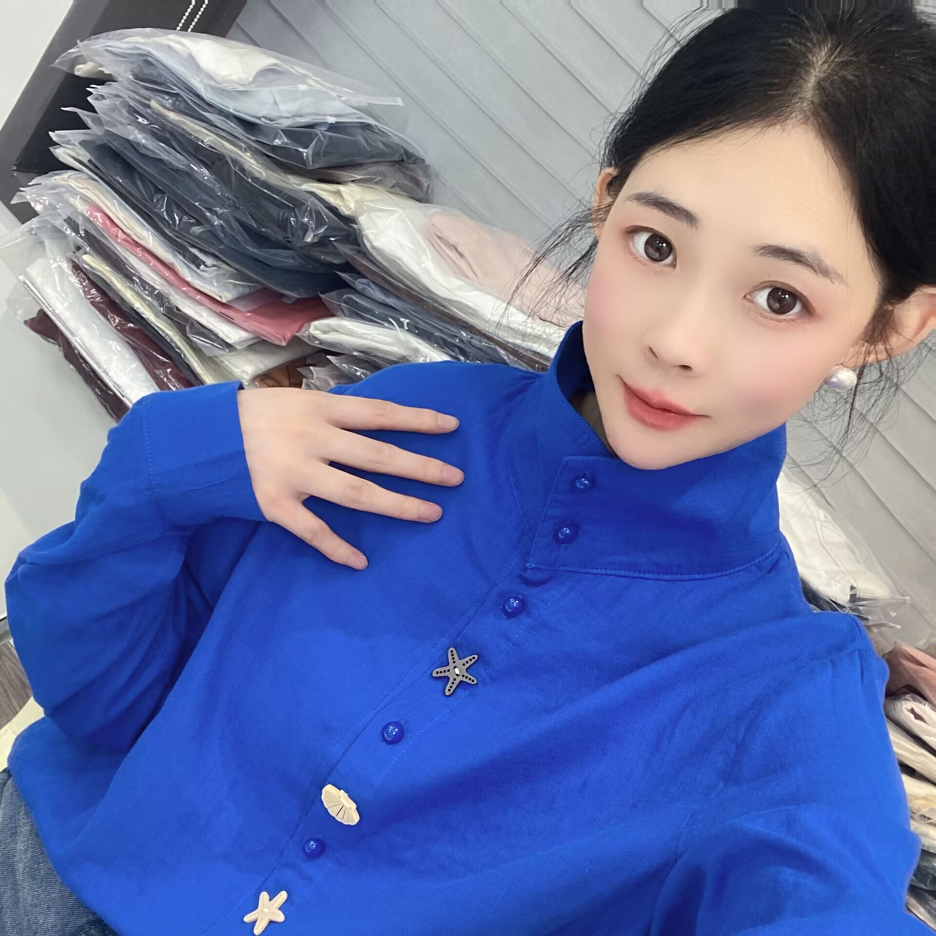 [衬衫合集]宽松秋冬新款打底纯棉长袖衬衫女（K301--K350）