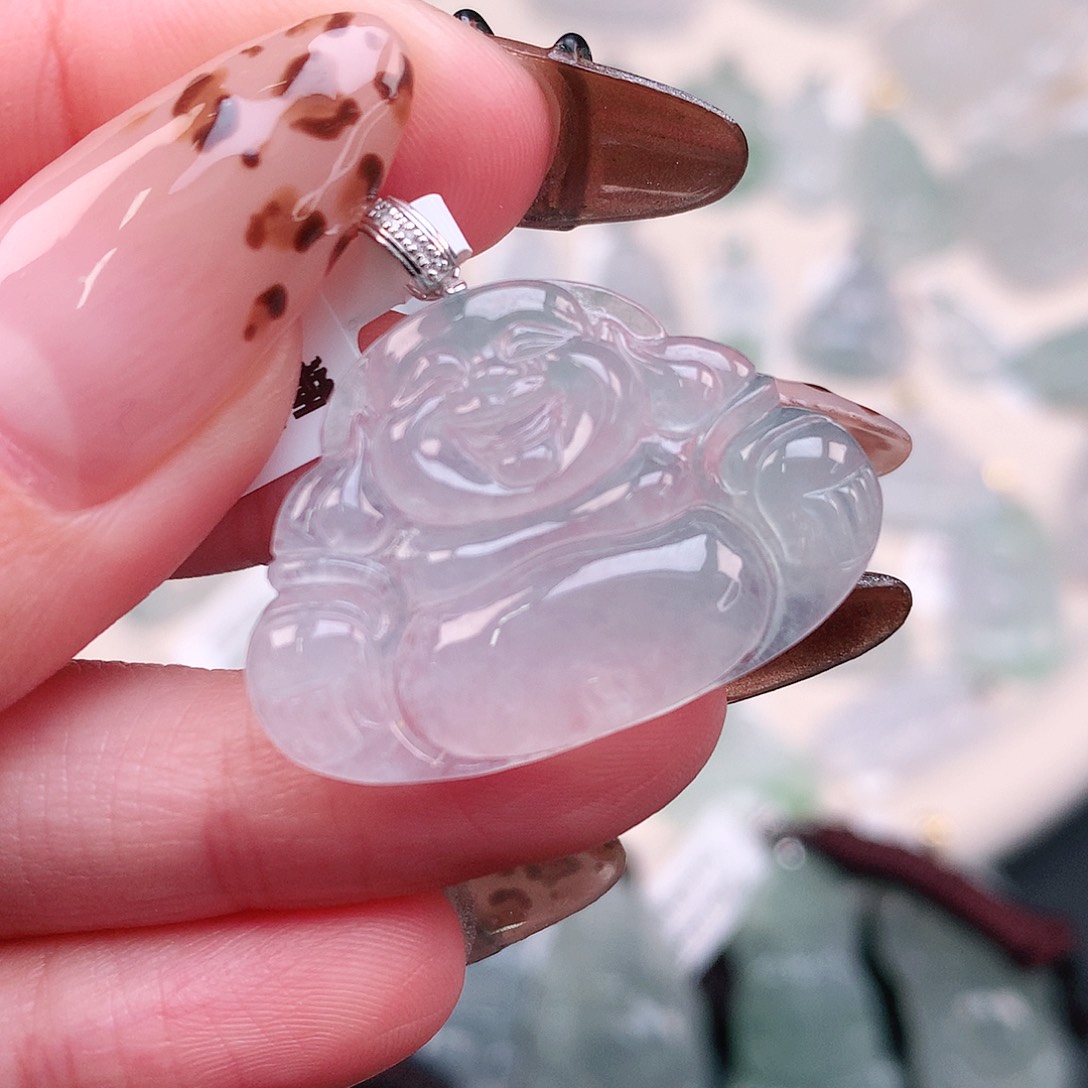 翡翠颈饰18K金镶嵌冰佛27、20.7、29.8、4.3