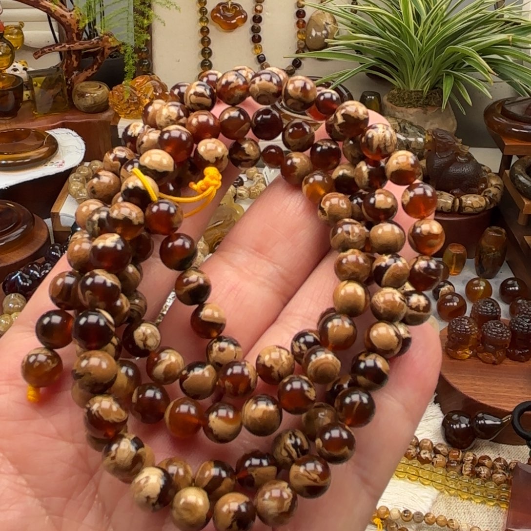 琥珀未镶嵌手链根珀溶洞妖108卡7