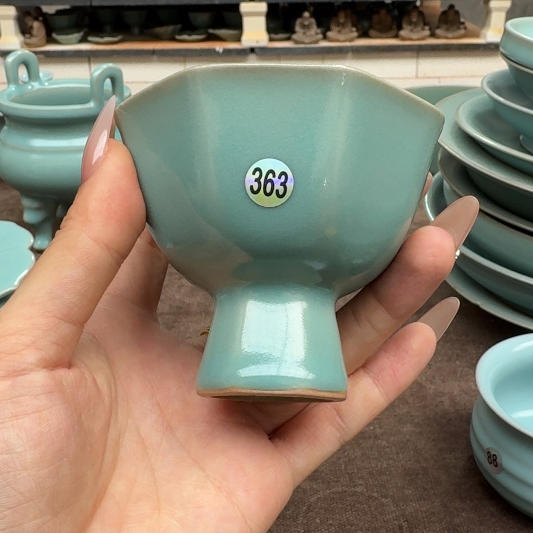杯仿古天青八方杯微瑕363