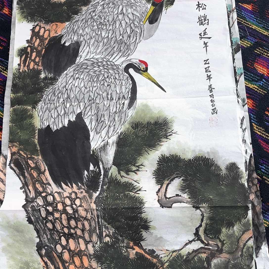 国画马仁仁四尺花鸟朱