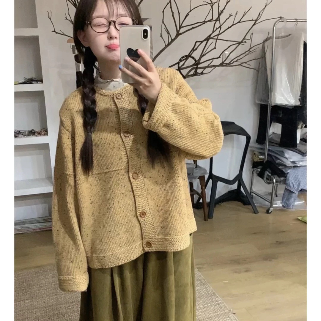 【椿涧】毛衣彩点开衫69107