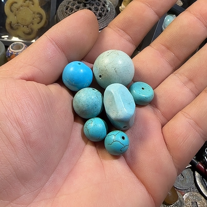 宠***儿绿松石合金手链工艺品手串珠子