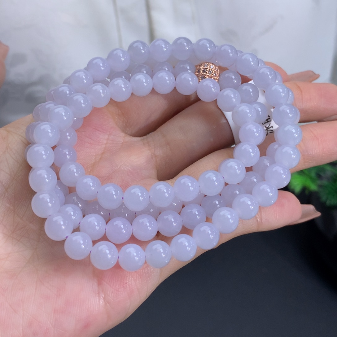 翡翠手链未镶嵌卡6.5胶润淡紫项链