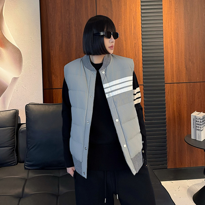 【双面穿羽绒马甲】2025新款百搭双面穿条杠羽绒针织马甲男女同款