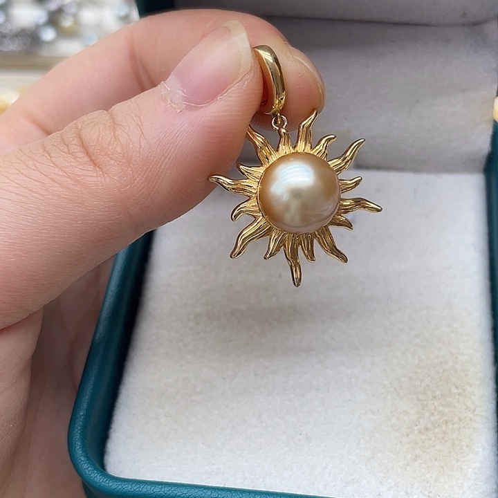 银S925镶嵌海水珍珠吊坠(不含链)